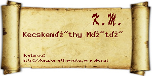 Kecskeméthy Máté névjegykártya