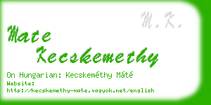 mate kecskemethy business card