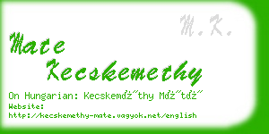 mate kecskemethy business card